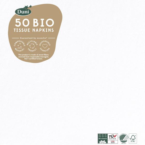 Bio Tissue-Serviette 40 x 40 cm Weiß 3-lagig, 500 Stk/Krt (10 x 50 Stk)