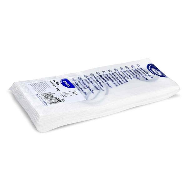 Hygiene-Beutel (PAP) weiß 11+4 x 28 cm [100 St.]