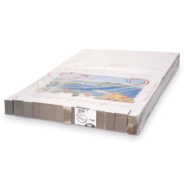 Pizzakarton (aus Mikrowellpappe) G4 weiß bedruckt 60 x 40 x 5 cm [50 St.]