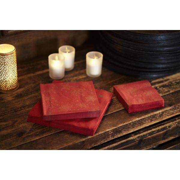 Tissue-Serviette 33 x 33 cm Star Shine Red 3-lagig, 1000 Stk/Krt (4 x 250 Stk)