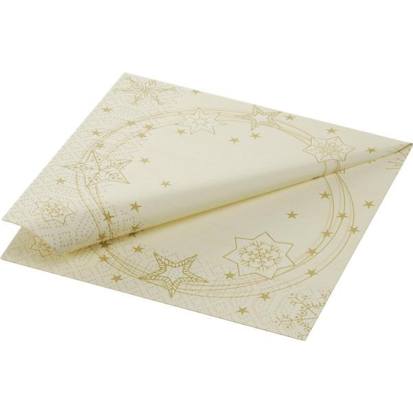 Tissue-Serviette 33 x 33 cm Star Shine Cream 3-lagig, 1000 Stk/Krt (4 x 250 Stk)