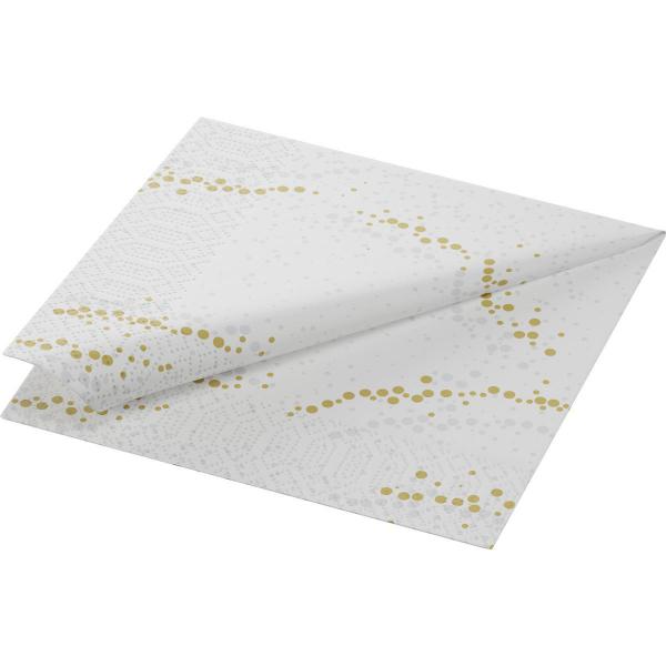 Tissue-Serviette 33 x 33 cm Golden Stardust White 3-lagig, 500 Stk/Krt (10 x 50 Stk)