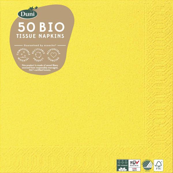 Bio Tissue-Serviette 40 x 40 cm Gelb 3-lagig, 300 Stk/Krt (6 x 50 Stk)