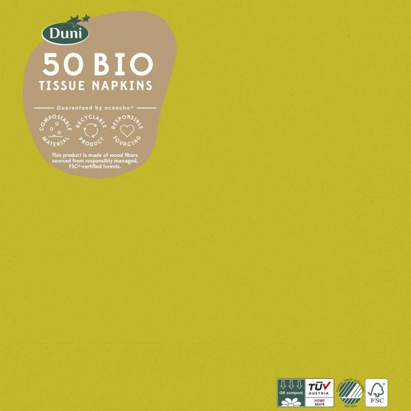 Bio Tissue-Serviette 40 x 40 cm Kiwi 3-lagig, 300 Stk/Krt (6 x 50 Stk)