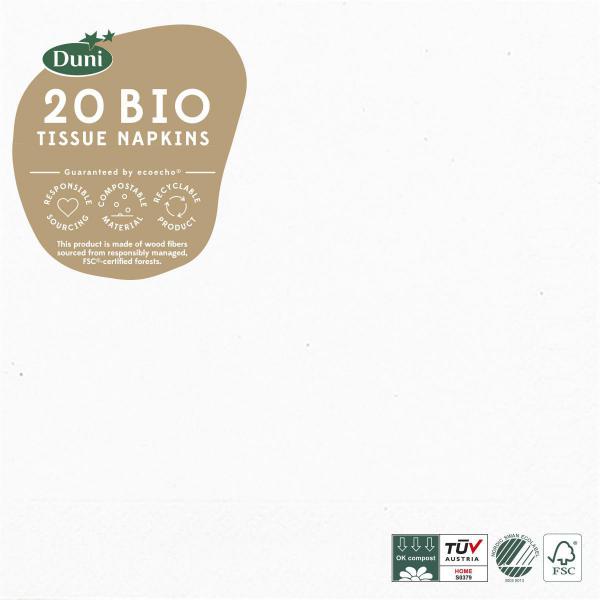 Bio Tissue-Serviette 33 x 33 cm Weiß 3-lagig, 240 Stk/Krt (12 x 20 Stk)