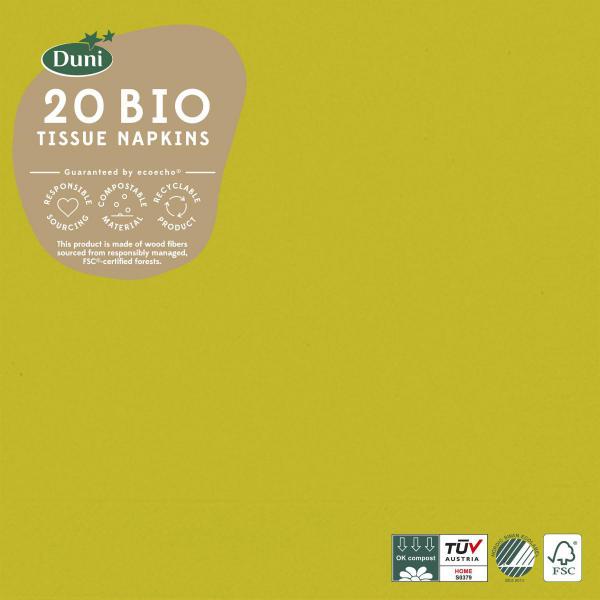 Bio Tissue-Serviette 33 x 33 cm Kiwi 3-lagig, 240 Stk/Krt (12 x 20 Stk)