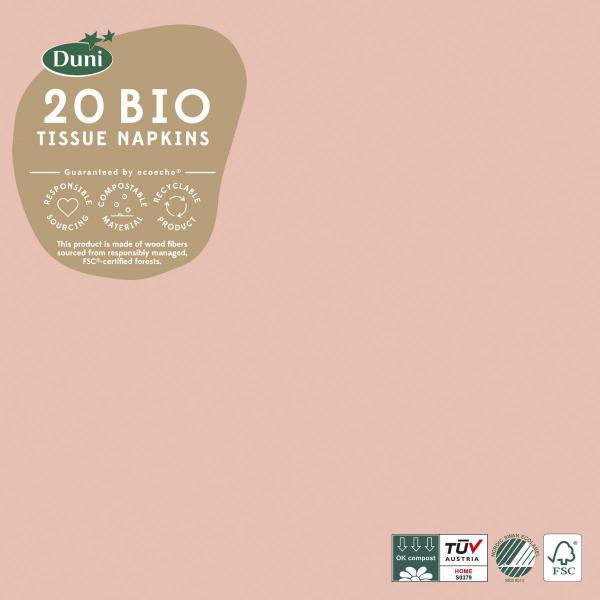 Bio Tissue-Serviette 33 x 33 cm Mellow Rose 3-lagig, 240 Stk/Krt (12 x 20 Stk)