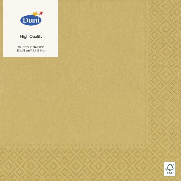 Tissue-Serviette 33 x 33 cm Gold 3-lagig, 240 Stk/Krt (12 x 20 Stk)