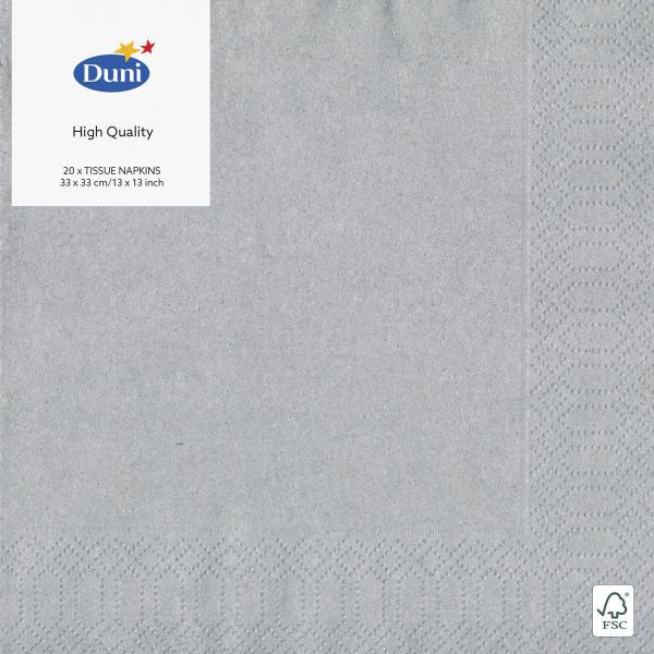 Tissue-Serviette 33 x 33 cm Silver 3-lagig, 240 Stk/Krt (12 x 20 Stk)