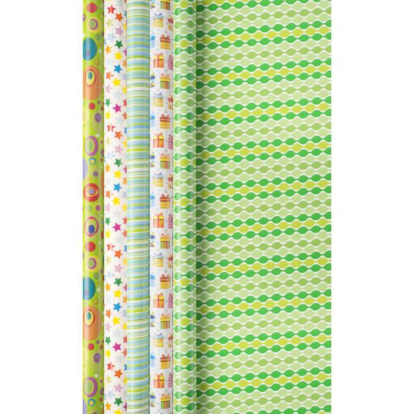 Geschenkpapier 0,7 x 2 m Green Dots, 25 Stk/Krt (25 x 1 Stk)