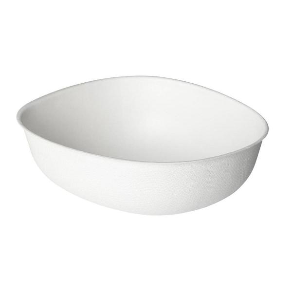 Bio Schüsseln, Bagasse, Pebble 50 cl Weiß ungeteilt, 80 Stk/Krt (8 x 10 Stk)