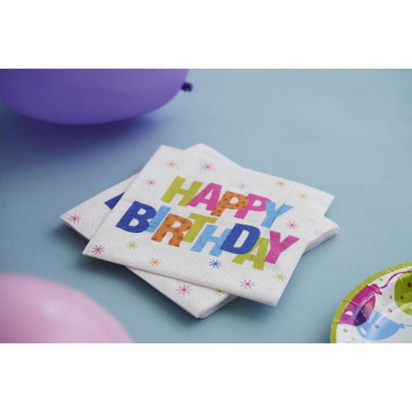 Tissue-Serviette 33 x 33 cm Birthday Stars 3-lagig, 240 Stk/Krt (12 x 20 Stk)