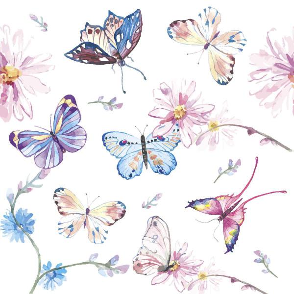 Bio Tissue-Serviette 24 x 24 cm Butterflies 3-lagig, 240 Stk/Krt (12 x 20 Stk)