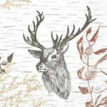 Tissue-Serviette 33 x 33 cm Wood & Deer 3-lagig, 1000 Stk/Krt (4 x 250 Stk)