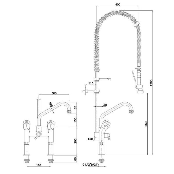 Zweigriffmischer 40L-1802B