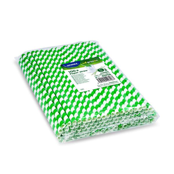 Papiertrinkhalm Spirale grün `JUMBO` Ø8mm x 25cm [100 St.]