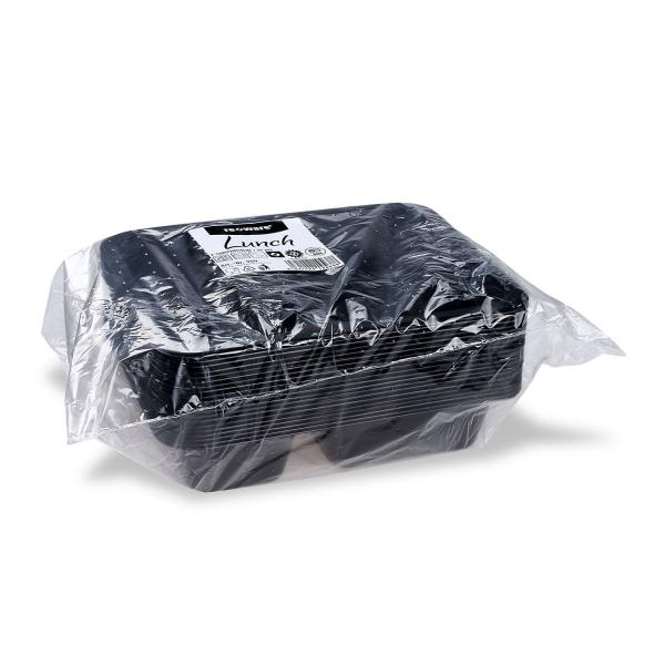 Menü-Schale (PP) Reware Lunch 2-geteilt wiederverwendbar schwarz 227 x 178 x 49 mm [20 St.]