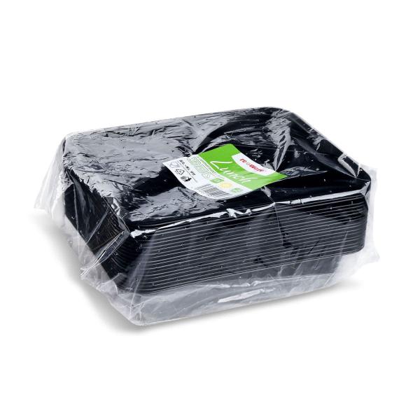 Menü-Schale (PP) Reware Lunch 3-geteilt wiederverwendbar schwarz 227 x 178 x 49 mm [20 St.]