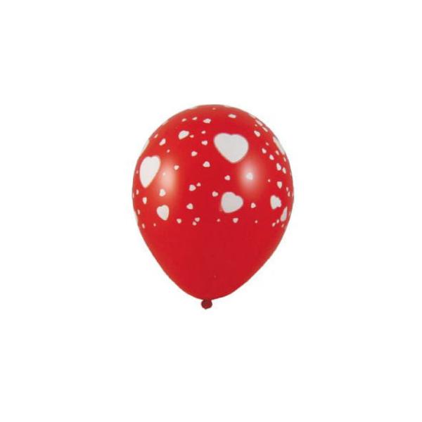 Luftballon Herzen weiß/rot Ø30cm `L` [100 St.]