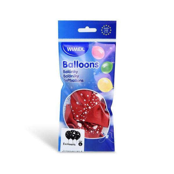 Luftballon Herzen weiß/rot Ø30cm `L` [5 St.]