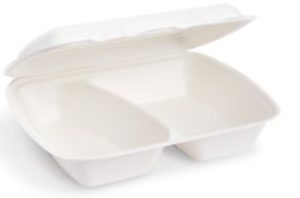 Menü-Box (Zuckerrohr-Bagasse) 2-geteilt 241 x 202 x 70 mm 1000ml