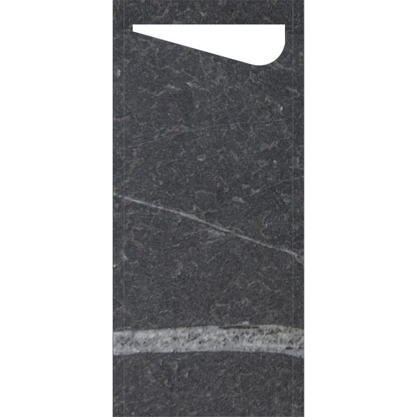 Duni Sacchetto®, Serviettentaschen, Tissue 8,5 x 19 cm MARBLE BLACK, 500 Stk/Krt (5 x 100 Stk)