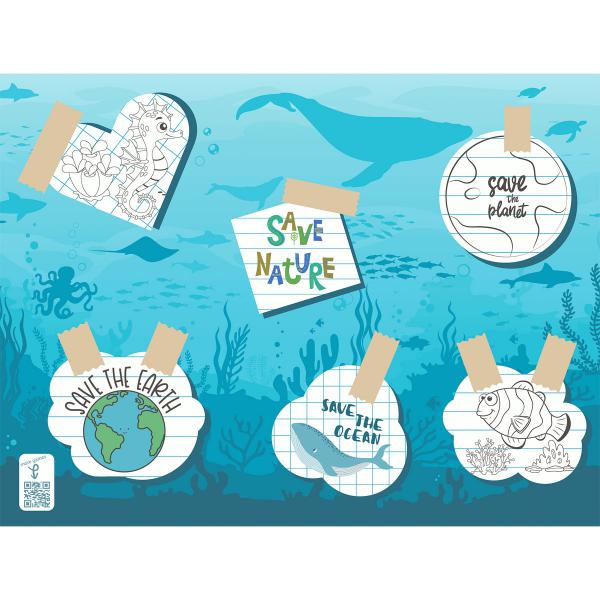 Papier-Tischset 30 x 40 cm Save the Ocean, 1000 Stk/Krt (4 x 250 Stk)